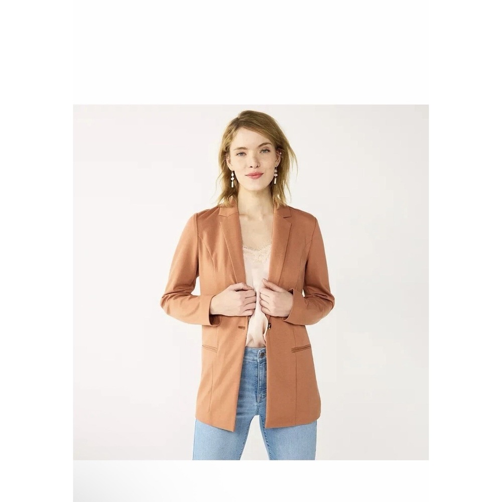 Nine West Rust Blazer Medium Single Button Notch Lapel Office Workwear Jacket